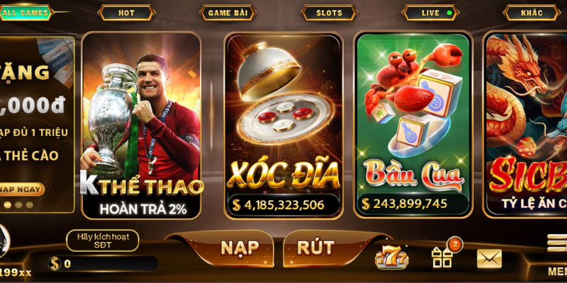 Giao diện của sân chơi được đánh giá cực kỳ bắt mắt, sắp xếp khoa học 
